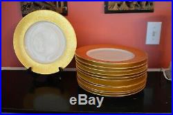 12 Heinrich & Co Selb Bavaria Gold Encrusted Floral 11 Dinner Plates Set of 12