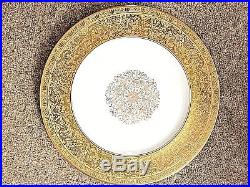 12 Heinrich&Co. White and Gold banded dinner plates Selb Bavaria from Black Star
