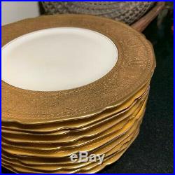 12 K&A Krautheim Selb Bavaria Heavy Gold 10 3/4 Dinner Plates Germany Excellent