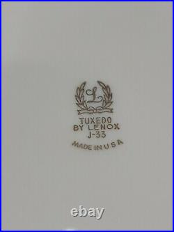 (12) LENOX TUXEDO 24 KT GOLD TRIM DINNER PLATES Gold Stamp J-33 EXCELLENT COND