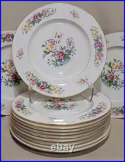 (12) Lenox Avon Dinner Plates 10,5 Flowers & Gold S-300 USA Beautiful