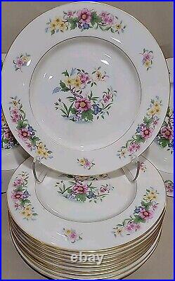 (12) Lenox Avon Dinner Plates 10,5 Flowers & Gold S-300 USA Beautiful