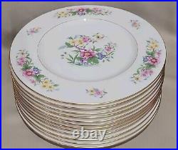 (12) Lenox Avon Dinner Plates 10,5 Flowers & Gold S-300 USA Beautiful