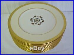 12 Lenox China Early 10 3/8 Dinner Plates 1830 X125A Enamelled Fruit Gold Ivory
