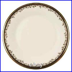 12 Lenox Eclipse Black & Gold Dinner Plates 10 5/8