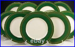 12 Lenox Green Gold Dinner Plates Made For Marshall Field & Company Chicago