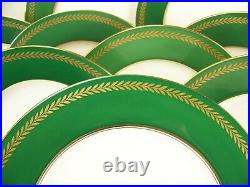 12 Lenox Green Gold Dinner Plates Made For Marshall Field & Company Chicago