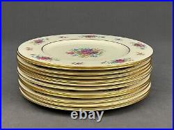 12 Lenox Rose J300 China Dinner Plates 10 5/8 with Gold Trim
