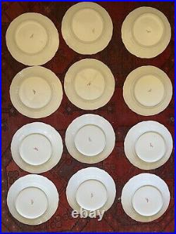 12 Limoges Haviland Schleiger Db Gold Rim Roses Ribbons Swags 8.75 Lunch Plates