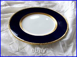 12 Minton Tiffany & Co 10 1/4 Porcelain Dinner Plates Cobalt Blue & Heavy Gold