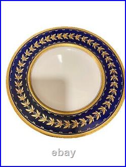 12 Minton Tiffany & Co 9 Porcelain Dinner Plates Cobalt Blue & Gold