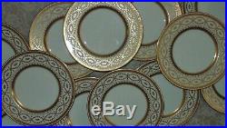 12 Minton for Tiffany & Co. Dinner Cabinet Service Plates Gold & White 10 in M