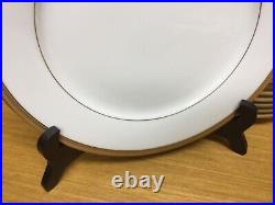 12 Noritake (6244) Goldwyn 10 1/2 Dinner Plates White withGold Encrusted Band