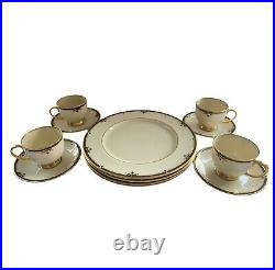 12 PC Set of Lenox Potomac Presidential Black Gold Dinner Plate Cup Saucer China