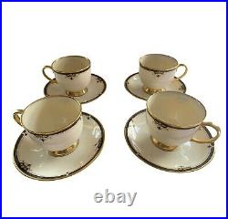 12 PC Set of Lenox Potomac Presidential Black Gold Dinner Plate Cup Saucer China
