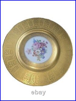 12 Pc. Vintage Heinrich & Co Selb Bavaria Plates 10.75 Floral Gold Border