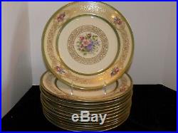 12 ROSENTHAL Ivory Cabinet Plates GREEN GOLD FILIGREE Mid 20th Century Dinner