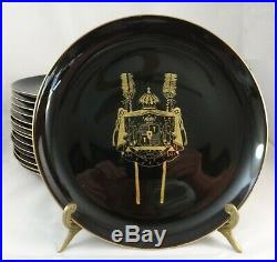 12 Rare Vintage Fukagawa Arita 10 ¼ plates with 23k gold HP Hawaiian Royal Crest
