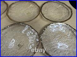 12 Recycled Glass IVV Glacier Dinner Plate Set Clear Gold Rim Italy Large 10