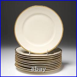 (12) Rosenthal Aida #1473 Gold Encrusted Cream White Porcelain Dinner Plates