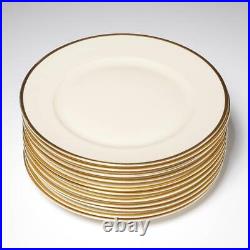 (12) Rosenthal Aida #1473 Gold Encrusted Cream White Porcelain Dinner Plates