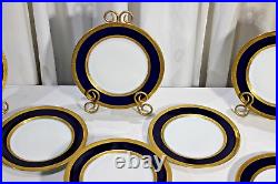 12 Rosenthal Bavaria Dinner Plate Cobalt Blue Heavy Encrusted Gold Pattern 5389