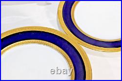 12 Rosenthal Bavaria Dinner Plate Cobalt Blue Heavy Encrusted Gold Pattern 5389