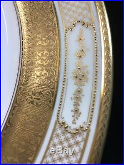 (12) Royal Doulton GOLD ENCRUSTED 10.5 Inch DINNER PLATES wGold Covered Feet