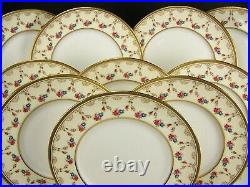 12 Royal Doulton Hand Painted Roses Flower Garland Raised Gold Dinner Plates
