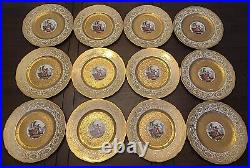 12 Royal Hutschenreuther Selb Bavaria Dinner Plates 24k Coin Gold China 10.5