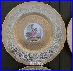 12 Royal Hutschenreuther Selb Bavaria Dinner Plates 24k Coin Gold China 10.5