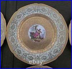 12 Royal Hutschenreuther Selb Bavaria Dinner Plates 24k Coin Gold China 10.5