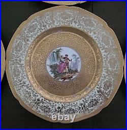 12 Royal Hutschenreuther Selb Bavaria Dinner Plates 24k Coin Gold China 10.5