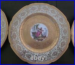 12 Royal Hutschenreuther Selb Bavaria Dinner Plates 24k Coin Gold China 10.5