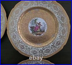 12 Royal Hutschenreuther Selb Bavaria Dinner Plates 24k Coin Gold China 10.5