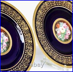 12 Sevres Style Porcelain Heinrich & Co Dinner Plates Cobalt Blue & Gold 11