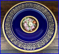 12 Sevres Style Porcelain Heinrich & Co Dinner Plates Cobalt Blue & Gold 11