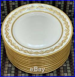 (12) T&v Limoges France Gold Encrusted Dinner Plates 10 1/2