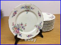 12 Thomas Ivory The Wentworth 10 1/4 Dinner Plates Multicolor Floral Gold Trim