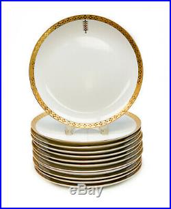 12 Tiffany & Co. Porcelain Gold Dinner Plates by Frank Lloyd Wright in Imperial