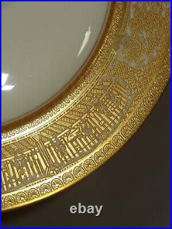12 Vintage Genuine Beleek HM Co. Gold Encrusted Dinner Plates