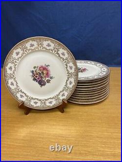 12 Vintage Hand Painted Czechoslovakia 11 Puls Dinner Plates withGold Trim