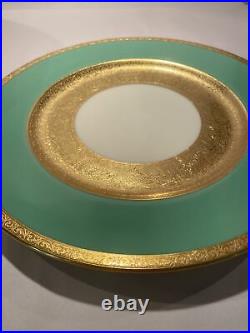 12 Vintage LENOX Green Gold Encrusted Dinner / Cabinet Plate 1830 Marshall Field