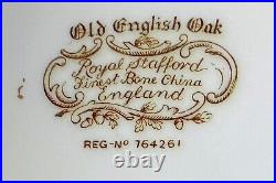 12 Vintage Royal Stafford Old English Oak Gold Trim English Dinner Plates EUC+