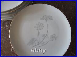 12 Vtg Eschenbach china dinner plates white gray queen annes lace gold edge 10