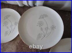 12 Vtg Eschenbach china dinner plates white gray queen annes lace gold edge 10
