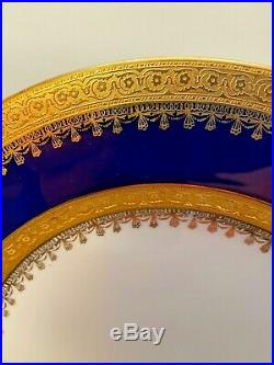 12 Vtg Royal Bavarian Hutschenreuther Cabinet Dinner Plates Blue Gold Encrusted