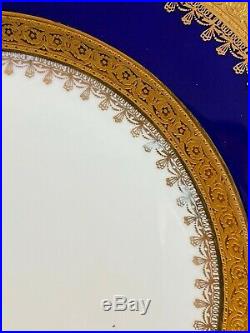 12 Vtg Royal Bavarian Hutschenreuther Cabinet Dinner Plates Blue Gold Encrusted