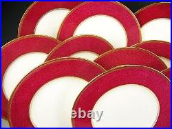 12 Wedgwood #340 Red & Gold Dinner Plates