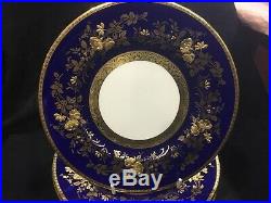 12X. Minton ATHOLL Rare Cobalt Blue & Gold Gilt Dinner Plates Perfect